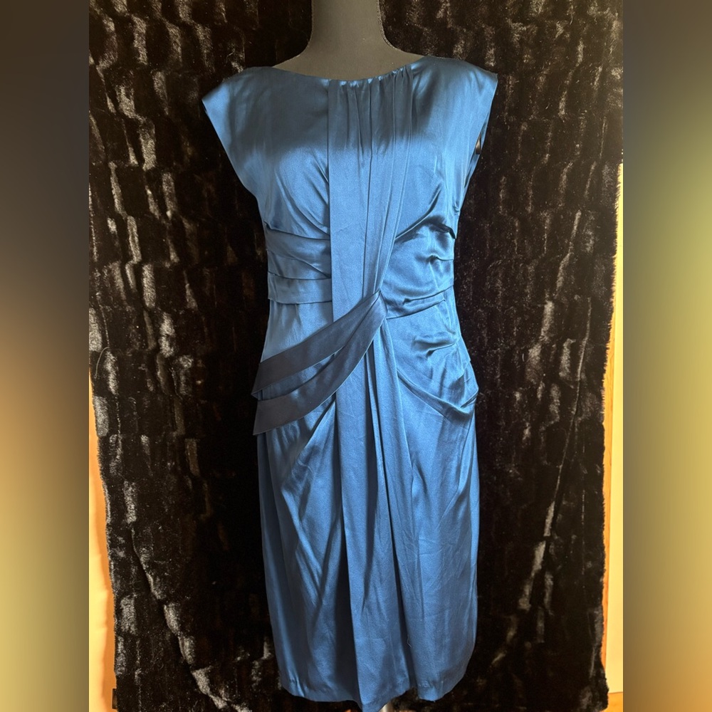 Suzi Chin for Maggy Boutique Silk Blue Midi Dress sz 8